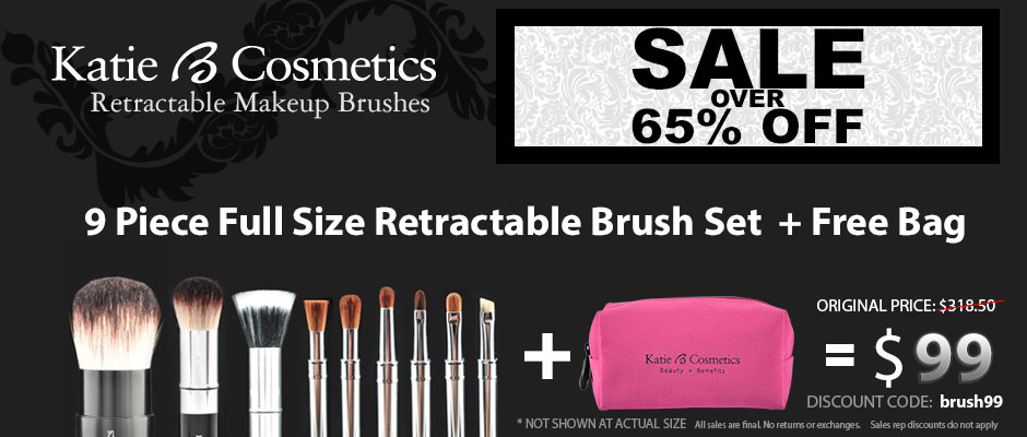 Katie B Cosmetics Retractable Makeup Brushes - Now Available for $$ with discount code: code